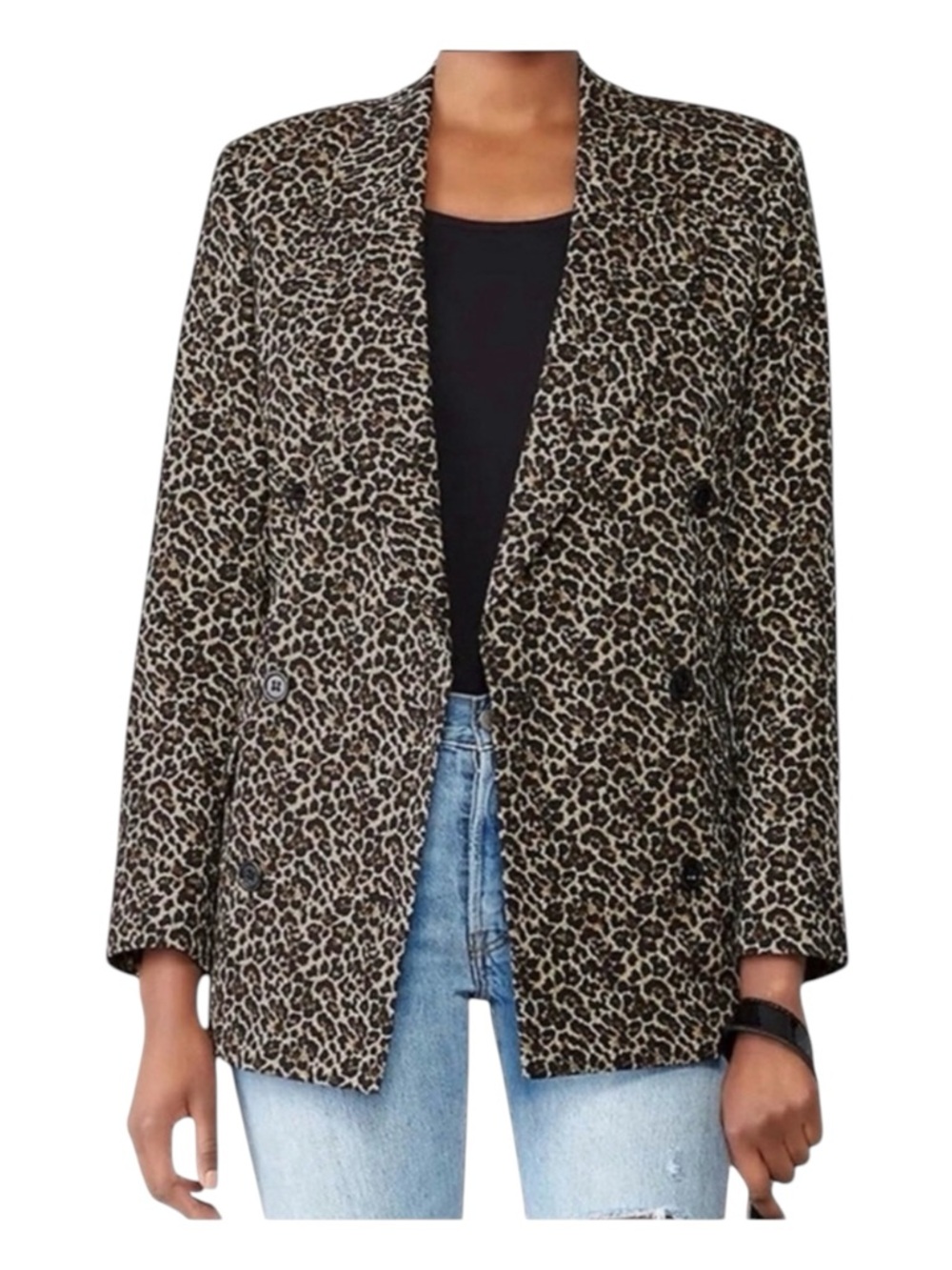 THE KOOPLES Double-Breasted Animal Print Blazer, Size 3/L.